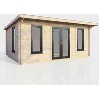 Power 18' x 10' Pent Log Cabin - Central Doors, Brown