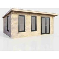 Power 18' x 10' Pent Log Cabin - Right Hand Doors, Brown