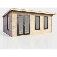 Power 18' x 10' Pent Log Cabin - Left Hand Doors, Brown