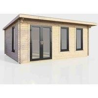 POWERSHEDS 12 ft. W x 18 ft. D Power Left Hand Door Pent Notched Logs Log Cabin (18x12)