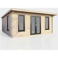 POWERSHEDS 14 ft. W x 18 ft. D Power Central Doors Pent Notched Logs Log Cabin (18x14)