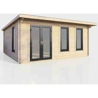 POWERSHEDS 14 ft. W x 18 ft. D Power Left Hand Door Pent Notched Logs Log Cabin (18x14)