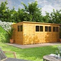8 ft. W x 16 ft. D Power Double Door Pent Shiplap Dip Treated Shed (16x8) brown 202.8 H x 240.4 W x 487.2 D cm