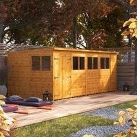 POWERSHEDS 8.5 ft. W x 18 ft. D Solid Wood Tongue & Groove Pent Garden Shed Brown 260.4cm W X 549.6cm D X 202.8cm H