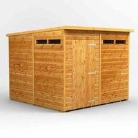Power 8' x 8' Pent Security Shed, Brown