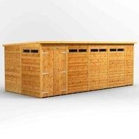Power 18' x 8' Pent Double Door Security Shed, Brown