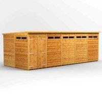 Power 20' x 8' Pent Double Door Security Shed, Brown
