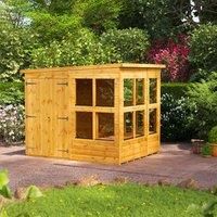 Power 6' x 8' Pent Double Door Potting Shed, Brown