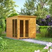 Powersheds High Grade Premium Pent Wooden Summer House Shed with Security Features, PVC Window sills, Door & Window Flexibility, made from 12mm Extra Thick Timber & Toughened Glass