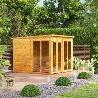 Powersheds High Grade Premium Pent Wooden Summer House Shed with Security Features, PVC Window sills, Door & Window Flexibility, made from 12mm Extra Thick Timber & Toughened Glass