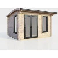 Power 12x8 Apex Log Cabin - Left Hand Door, Brown