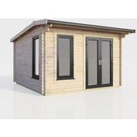 Power 12x10 Apex Log Cabin - Right Hand Door, Brown
