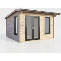 Power 12x10 Apex Log Cabin - Left Hand Door, Brown