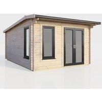 Power 12x14 Apex Log Cabin - Right Hand Door, Brown