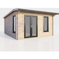 Power 14x12 Apex Log Cabin - Left Hand Door, Brown