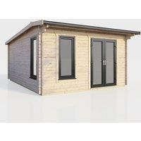 Power 14x14 Apex Log Cabin - Right Hand Door, Brown