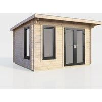 Power 12x8 Pent Log Cabin - Right Hand Door, Brown