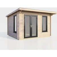 Power 12x8 Pent Log Cabin - Left Hand Door, Brown