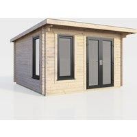 Power 12x10 Pent Log Cabin - Right Hand Door, Brown
