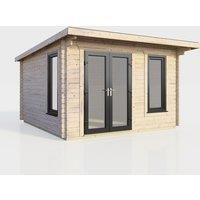 Power 12x10 Pent Log Cabin - Left Hand Door, Brown