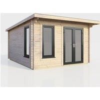 Power 12x12 Pent Log Cabin - Right Hand Door, Brown