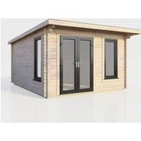 POWERSHEDS 12 ft. W x 12 ft. D Power Pent Notched Logs Log Cabin (12x12)