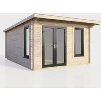 Power 12x14 Pent Log Cabin - Left Hand Door, Brown