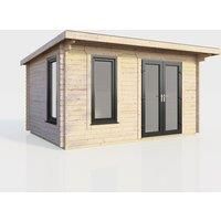 Power 14x8 Pent Log Cabin - Right Hand Door, Brown