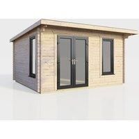 Power 14x10 Pent Log Cabin - Left Hand Door, Brown
