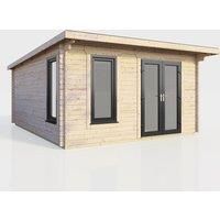 Power 14x14 Pent Log Cabin - Right Hand Door, Brown