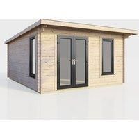 Power 14x14 Pent Log Cabin - Left Hand Door, Brown