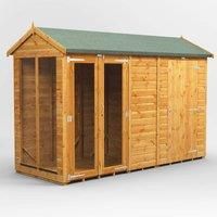 10X4 Power Apex Summerhouse Combi Including 4Ft Side Store, Brown