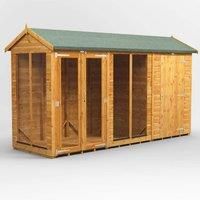 12X4 Power Apex Summerhouse Combi Including 4Ft Side Store, Brown