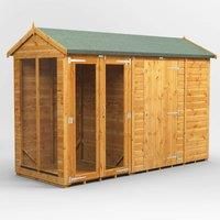 10X4 Power Apex Summerhouse Combi Including 6Ft Side Store, Brown