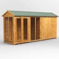 14X4 Power Apex Summerhouse Combi Including 6Ft Side Store, Brown