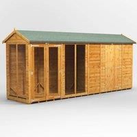 16X4 Power Apex Summerhouse Combi Including 6Ft Side Store, Brown