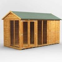 12X6 Power Apex Summerhouse Combi Including 4Ft Side Store, Brown