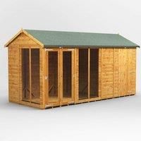 14X6 Power Apex Summerhouse Combi Including 4Ft Side Store, Brown