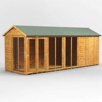 18X6 Power Apex Summerhouse Combi Including 4Ft Side Store, Brown