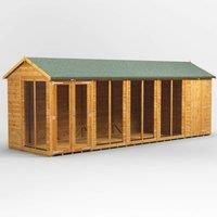 20X6 Power Apex Summerhouse Combi Including 4Ft Side Store, Brown
