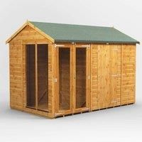 10X6 Power Apex Summerhouse Combi Including 6Ft Side Store, Brown