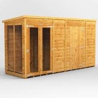 12X4 Power Pent Summerhouse Combi Including 6Ft Side Store, Brown