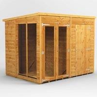 8X6 Power Pent Summerhouse Combi Including 4Ft Side Store, Brown
