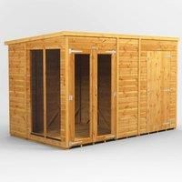 10X6 Power Pent Summerhouse Combi Including 4Ft Side Store, Brown