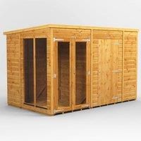 10X6 Power Pent Summerhouse Combi Including 6Ft Side Store, Brown