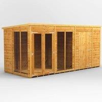14X6 Power Pent Summerhouse Combi Including 6Ft Side Store, Brown