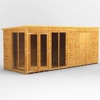 16X6 Power Pent Summerhouse Combi Including 6Ft Side Store, Brown