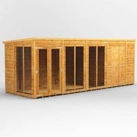 18X6 Power Pent Summerhouse Combi Including 6Ft Side Store, Brown