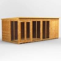 16X8 Power Pent Summerhouse Combi Including 4Ft Side Store, Brown