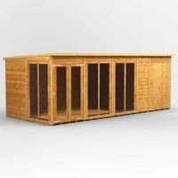 18X8 Power Pent Summerhouse Combi Including 4Ft Side Store, Brown